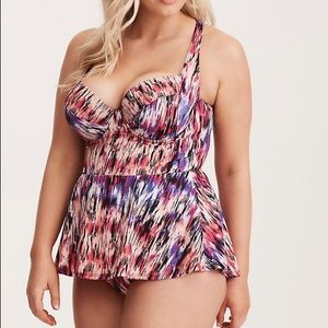 Torrid Mirage Print Peplum One Piece Swimsuit NWT